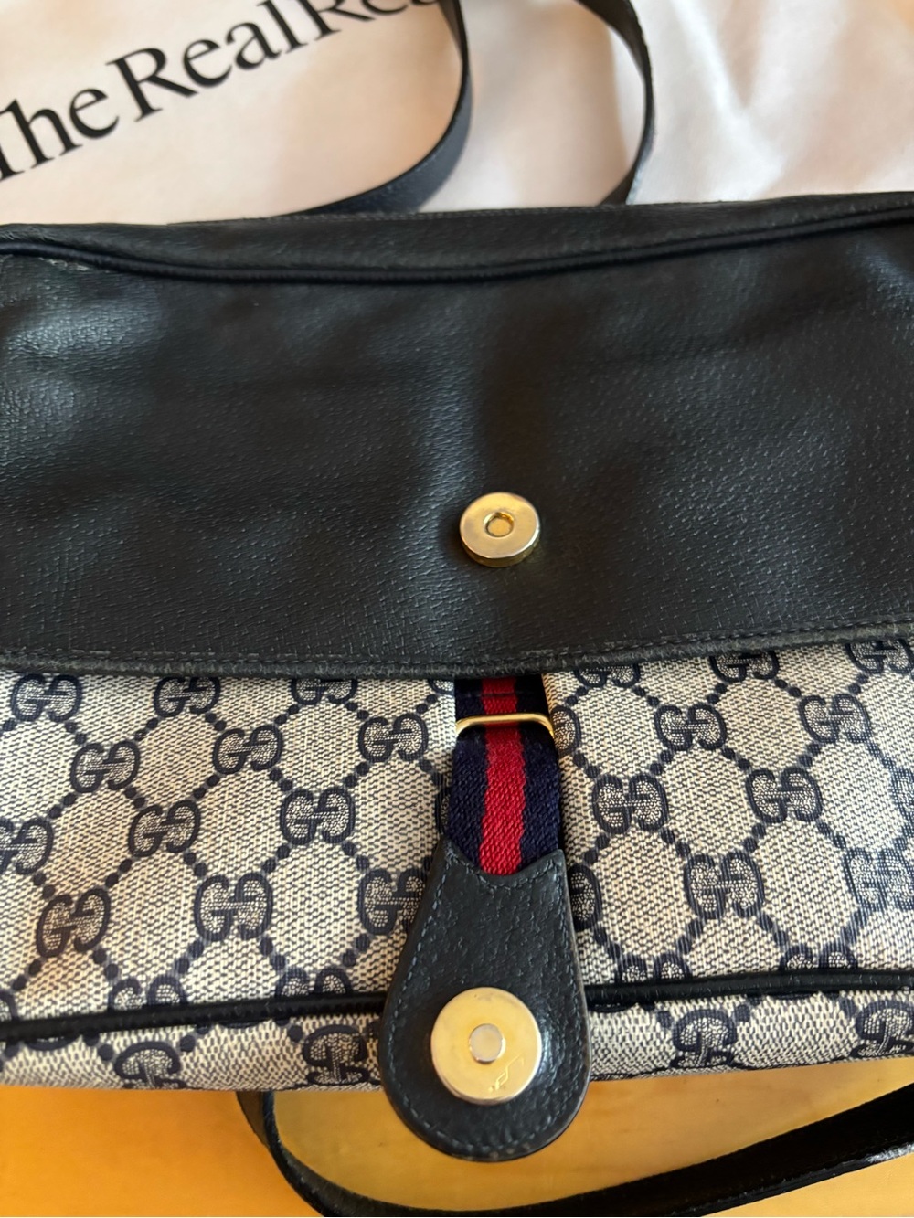 Gucci Black and Beige GG Web Crossbody Bag - Picture 5 of 16